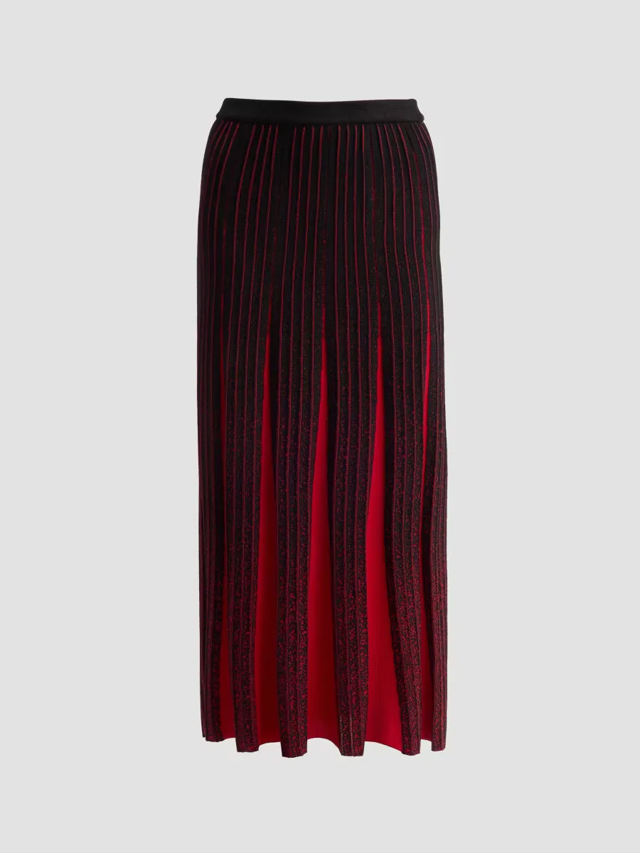 Striped Two-Tone Gradient Pleated Maxi Skirt by Ming Wang