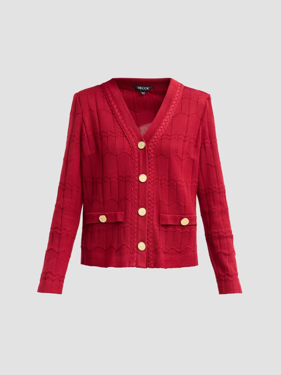 Textured-Knit Cardigan by Misook
