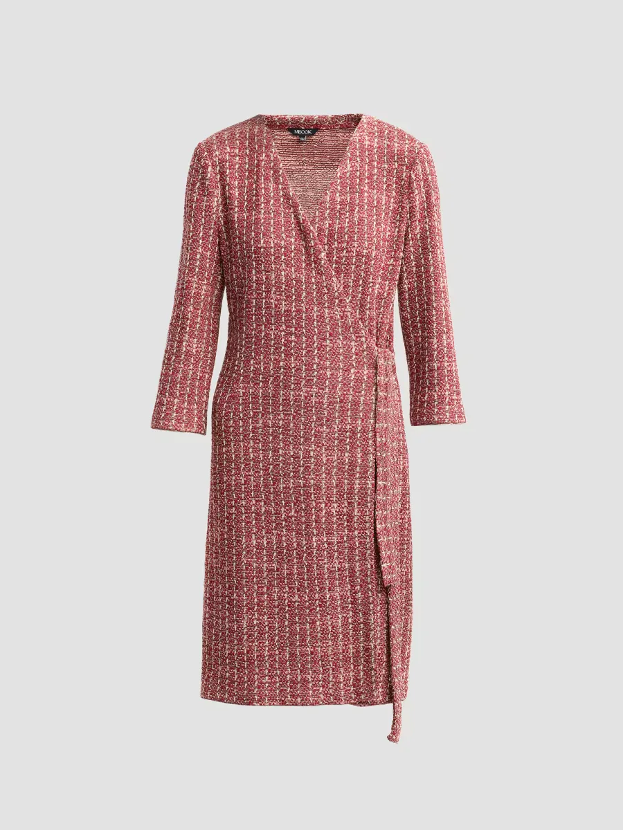 Tweed Jacquard Mini Wrap Dress by Misook