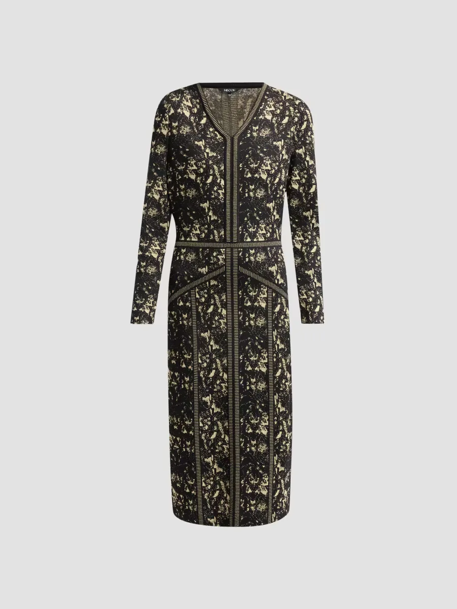 Abstract V-Neck Sheath Midi Dress by Misook