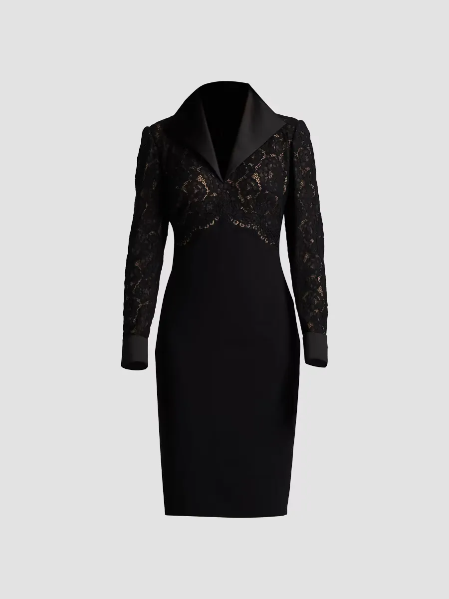 Lace & Crepe Sheath Dress by Tadashi