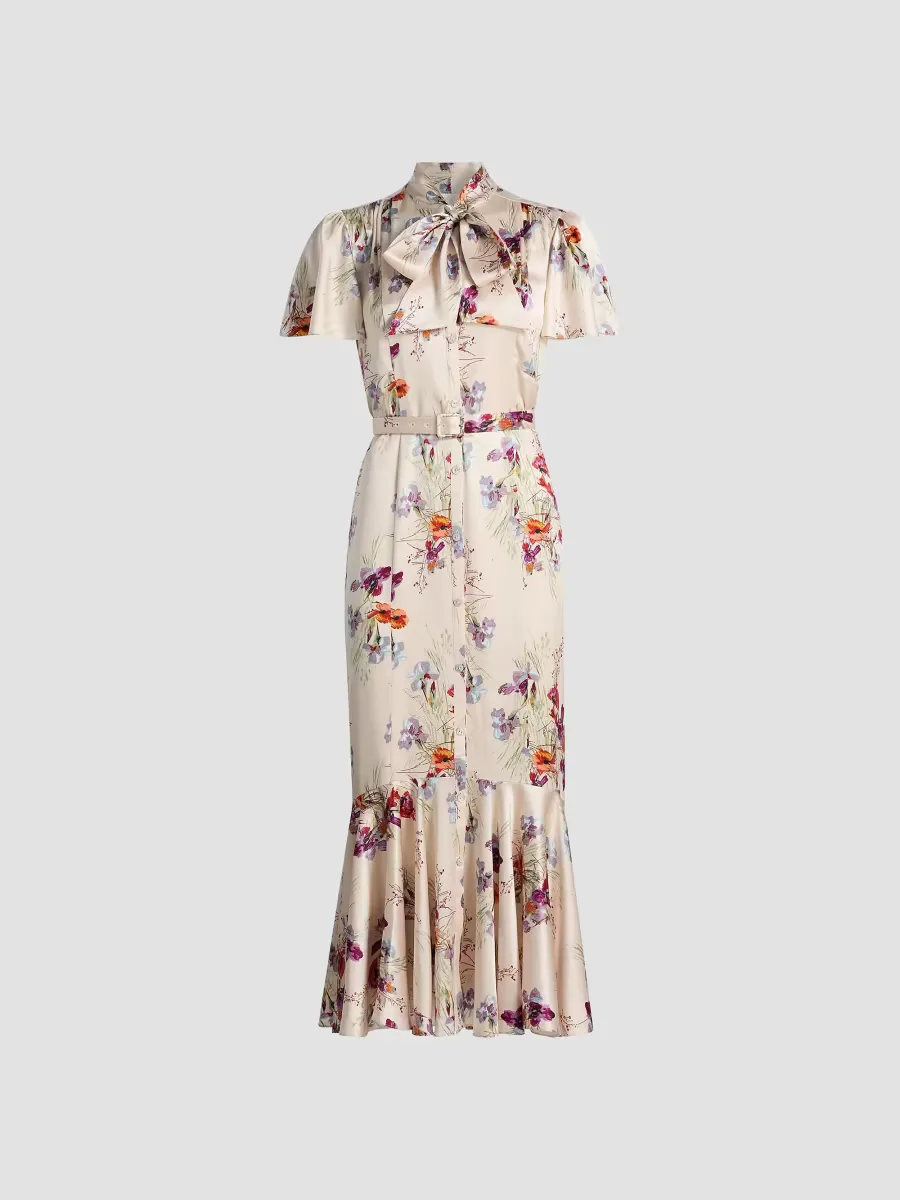 Iris Bouquet Willow Floral A-Line Midi-Shirtdress by Cinq  Sept