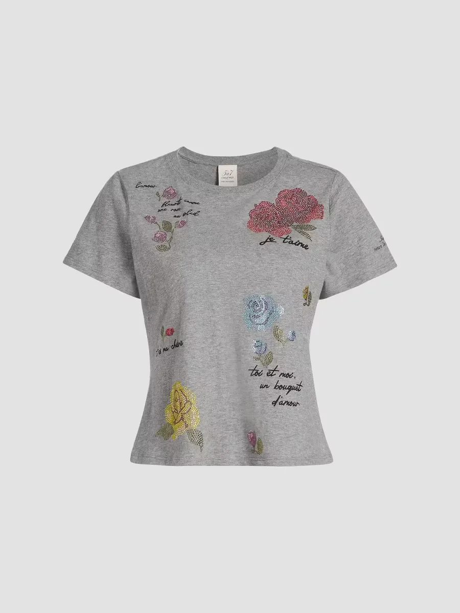 Heatset Flowers Shrunken T-Shirt by Cinq  Sept