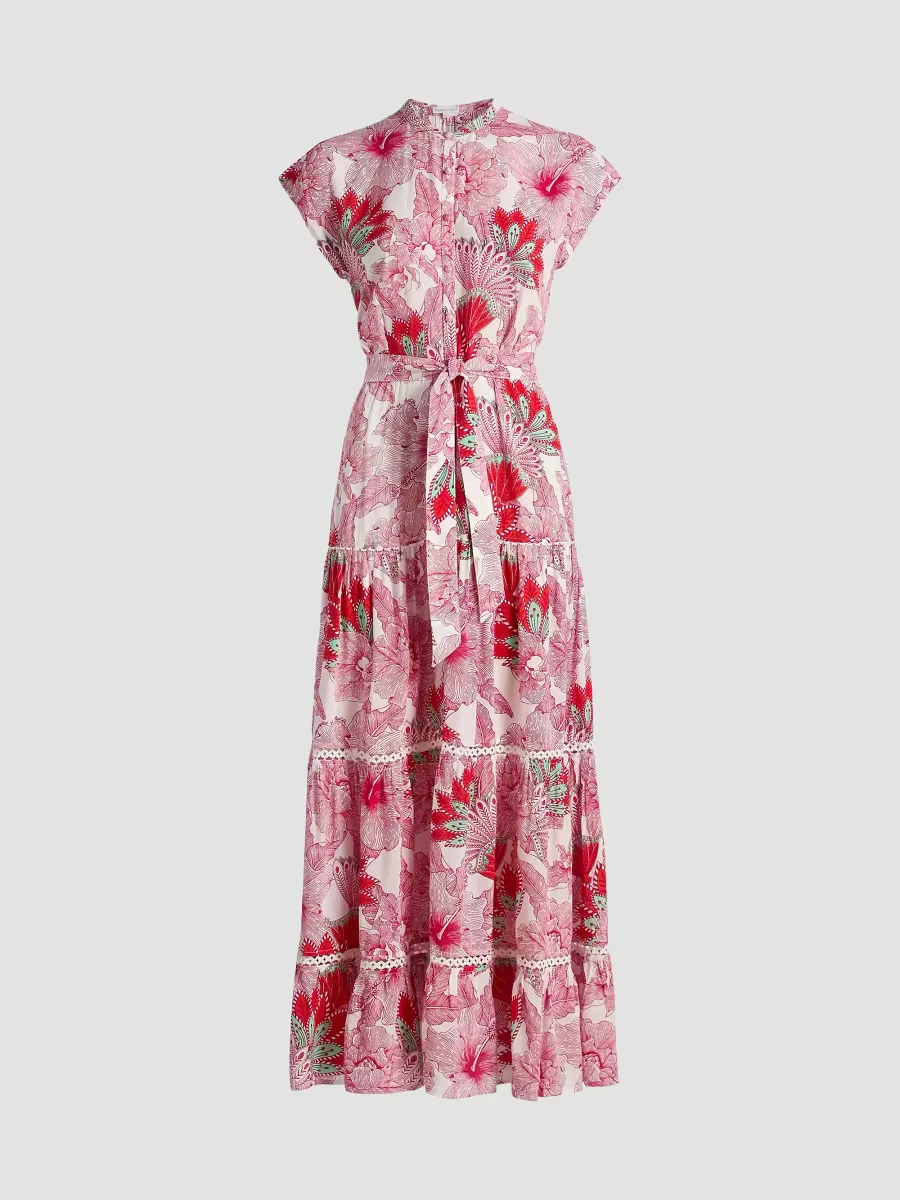 Kora Floral Cap-Sleeve Shirtdress by Poupette St Barth