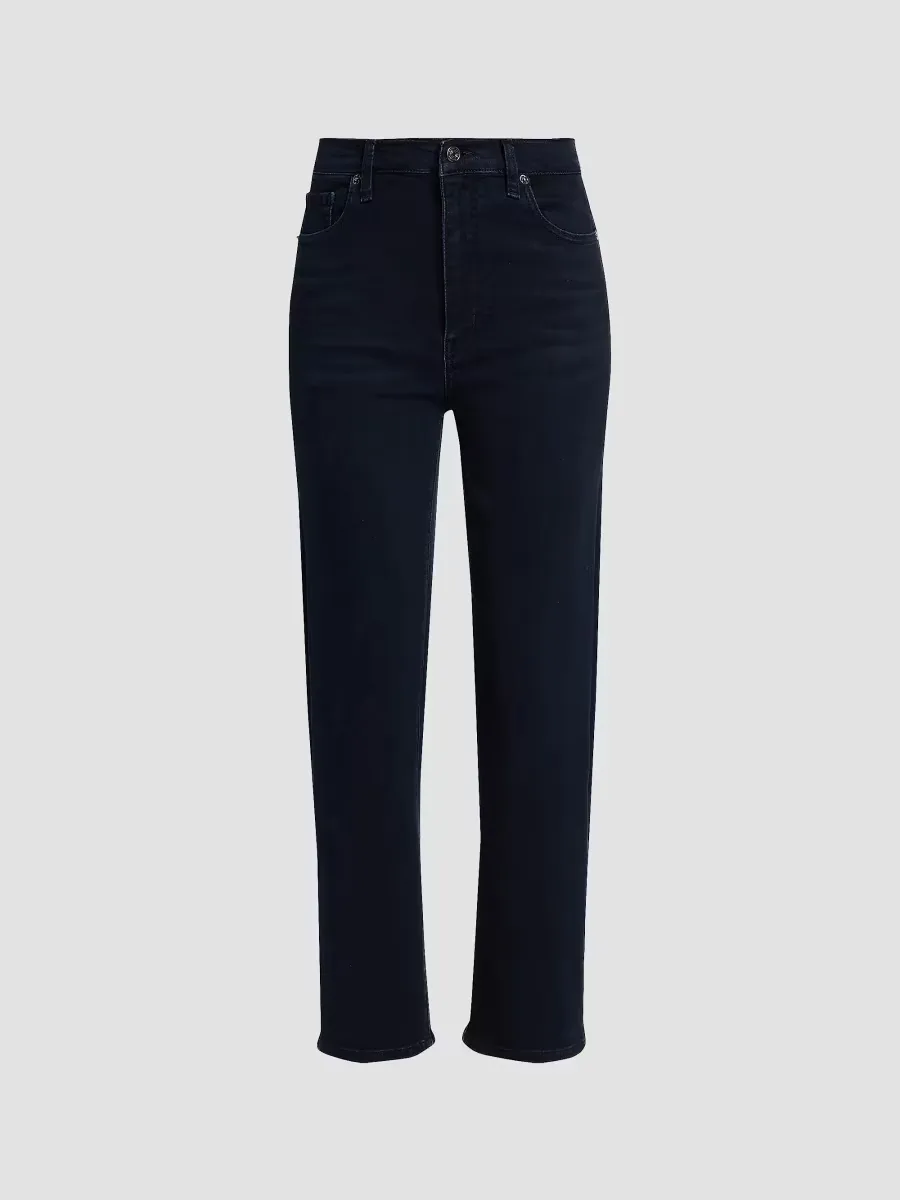 Le Sleek Cotton-Blend High-Rise Straight-Leg Jeans by FRAME