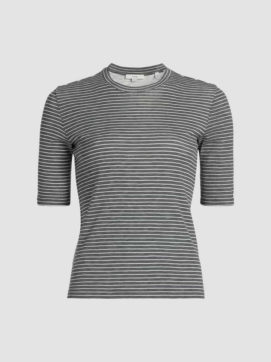 Striped Cotton-Blend Crewneck T-Shirt by Vince