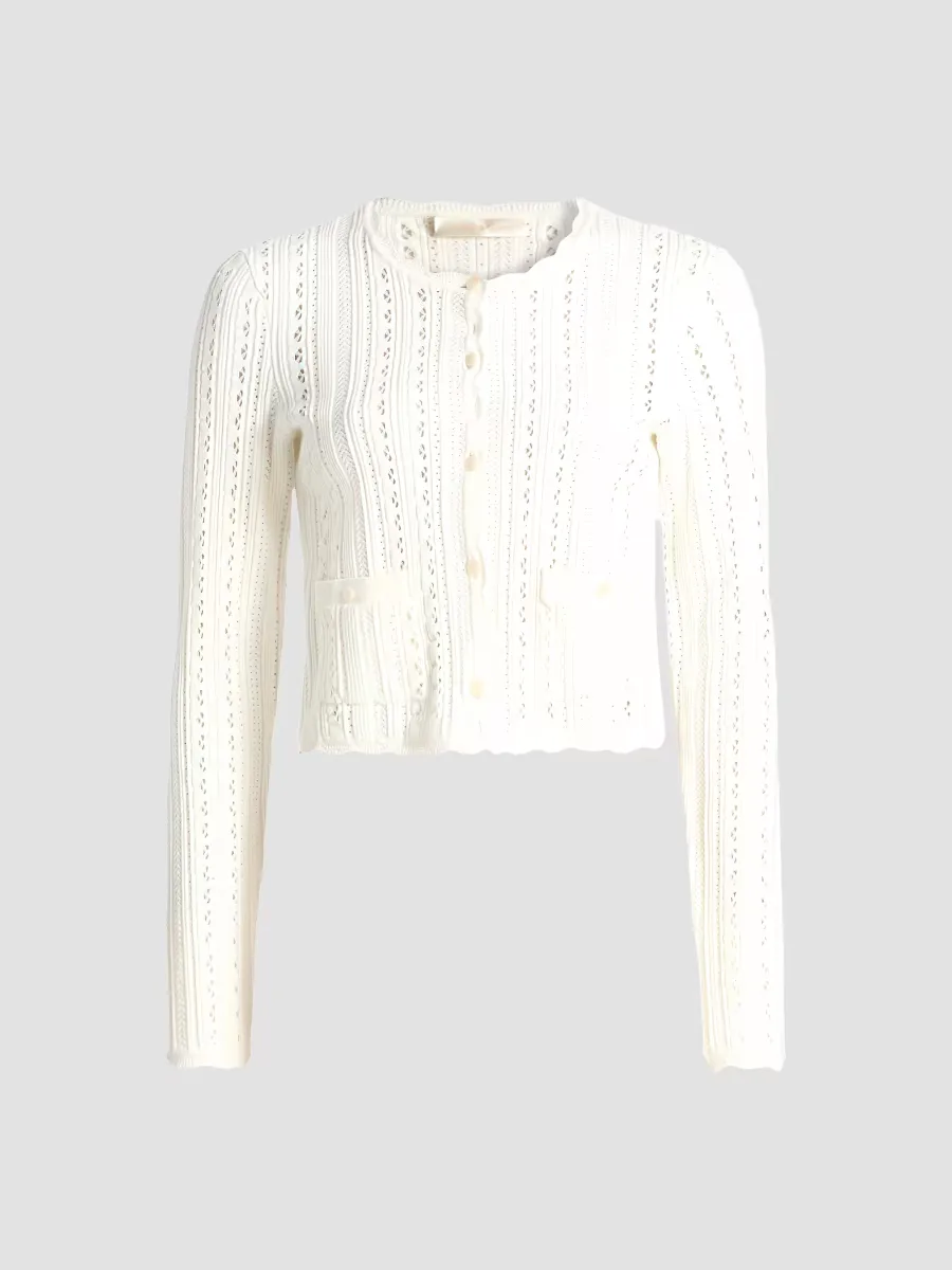 Peridot Scalloped Trim Cardigan