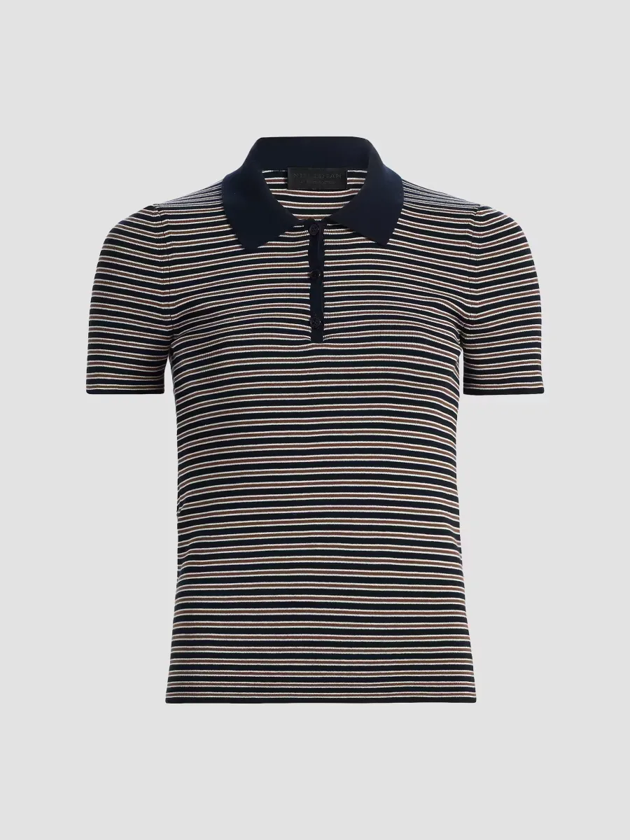 Gemmatta Striped Cotton Polo Top by Nili Lotan