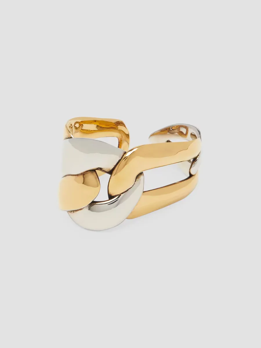 Two-Tone Chain Link Two-Finger Ring