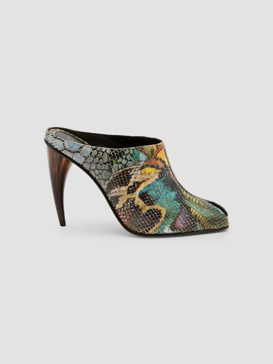 Horn 105MM Embossed-Leather Peep Toe Mules by McQueen