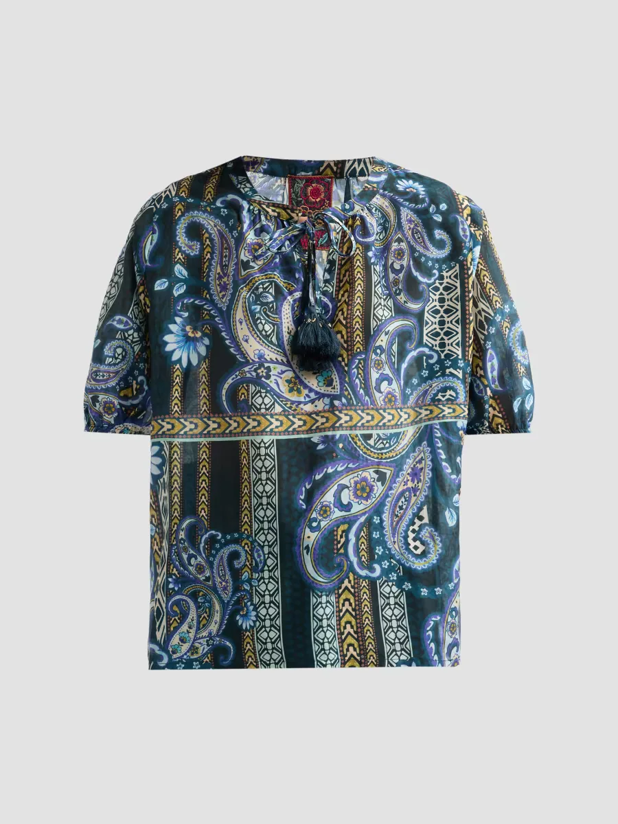 Margot Cotton-Silk Tassel Top by Johnny Was