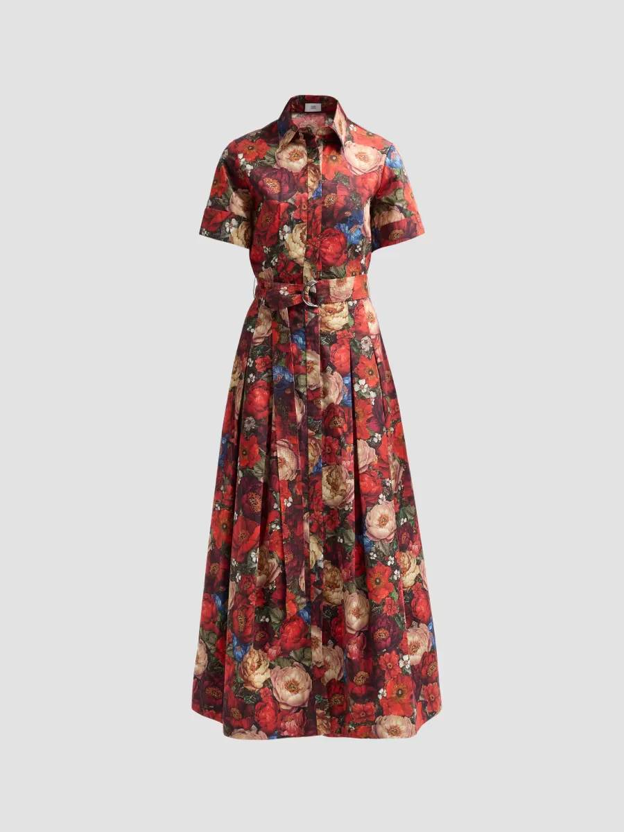 Leighton Floral Pleated Midi Shirtdress