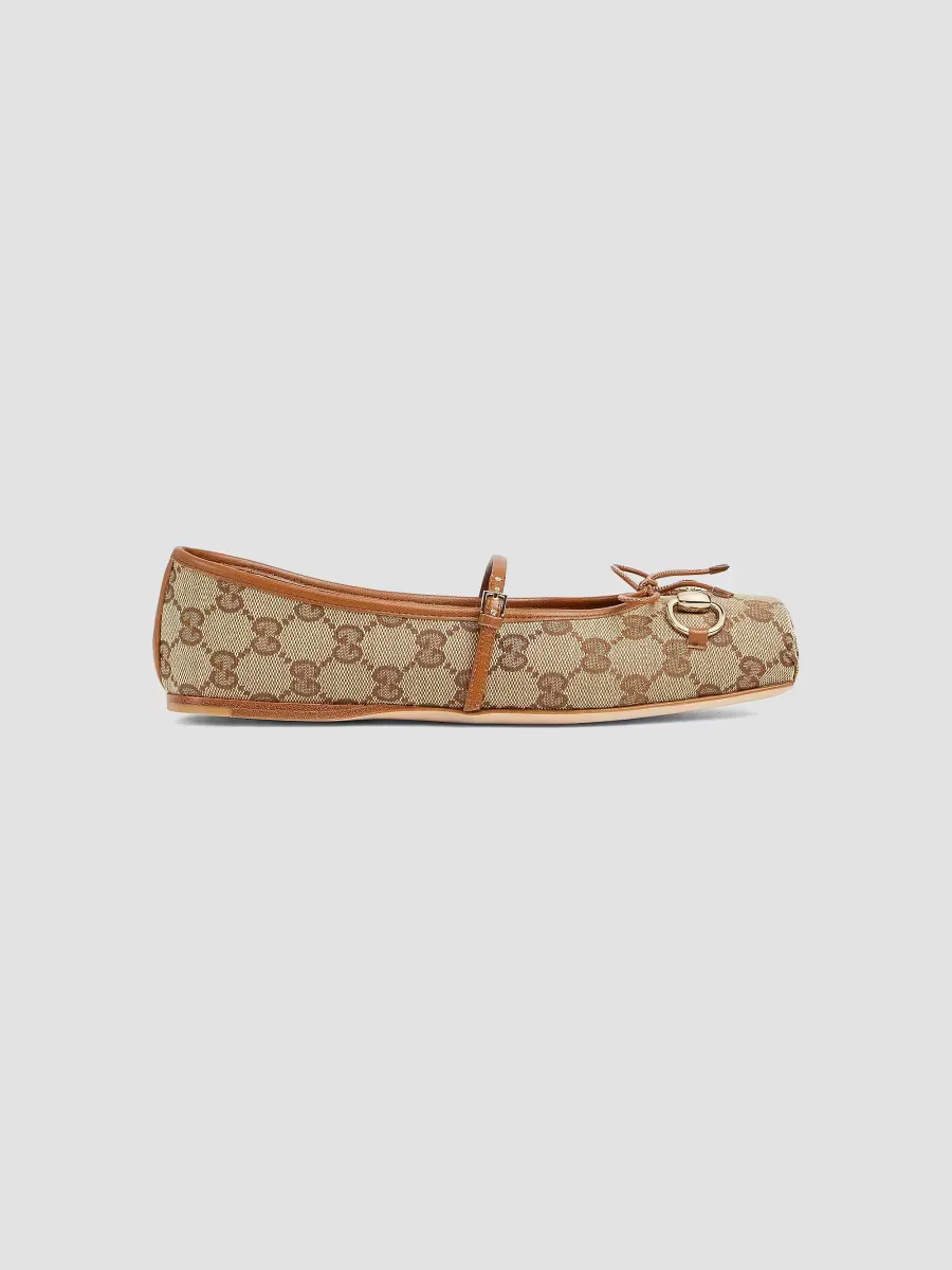 GG Canvas Horsebit Ballet Flats by Gucci