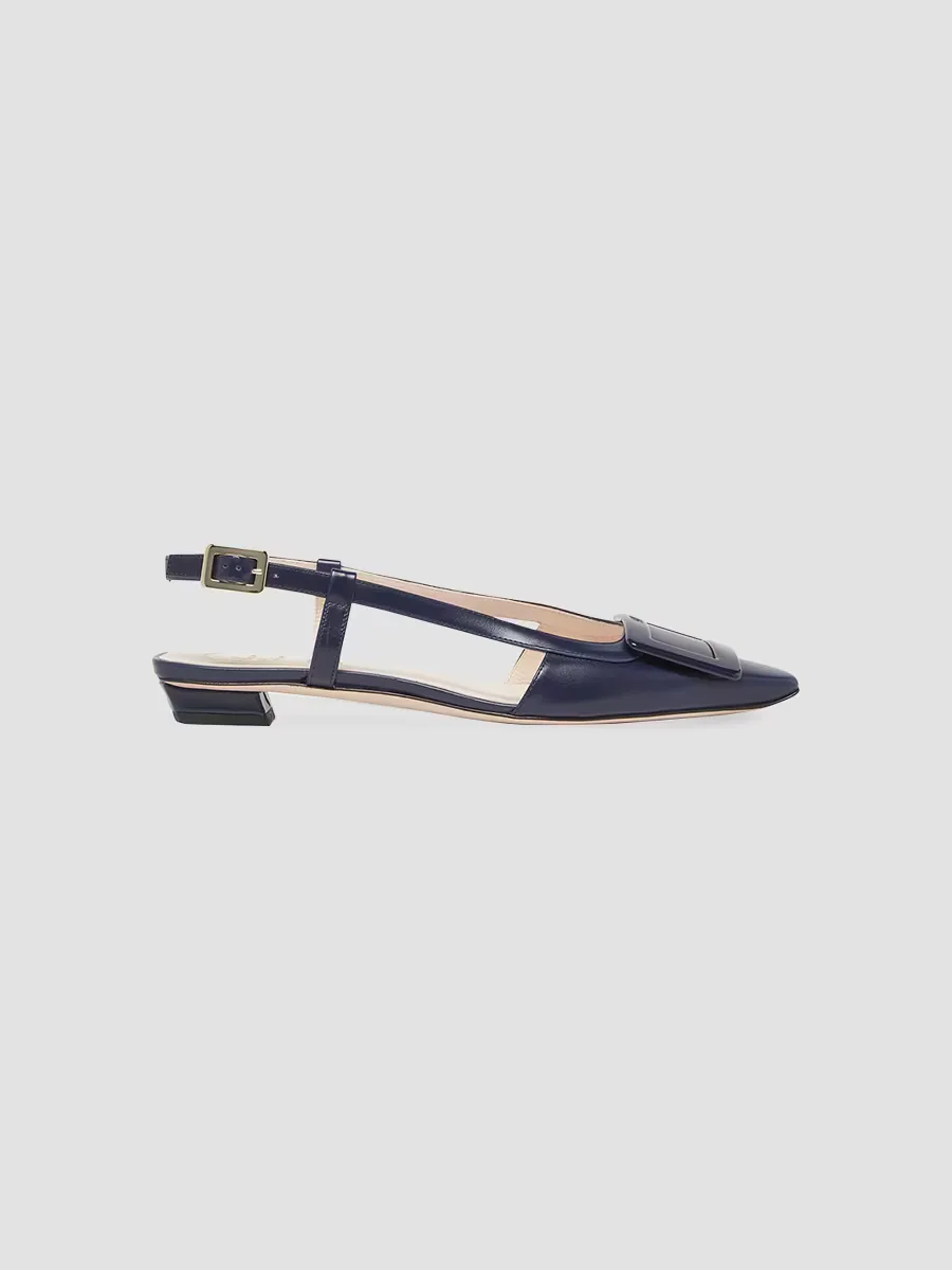 Belle Vivier 25MM Leather Kitten Slingback Pumps by Roger Vivier