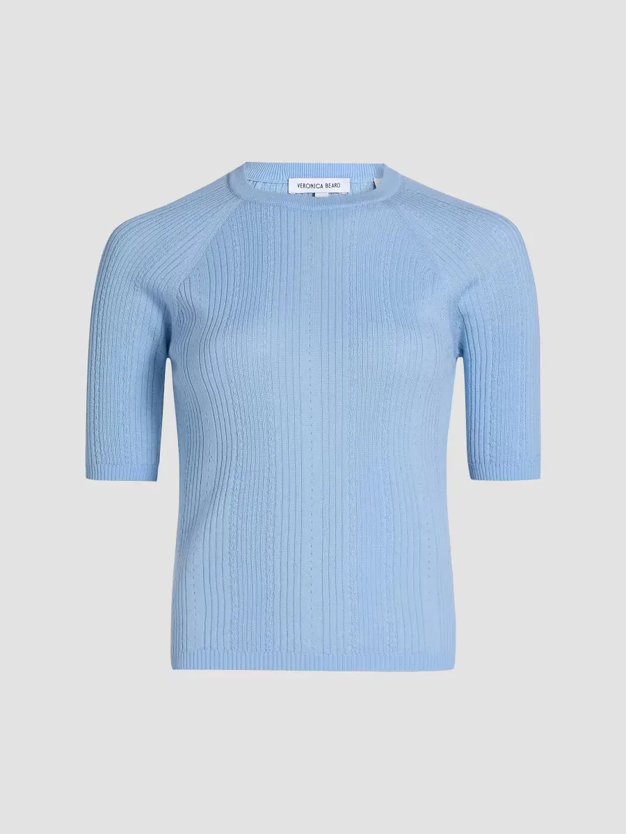 Brielle Merino Wool Short-Sleeve Sweater by Veronica Beard
