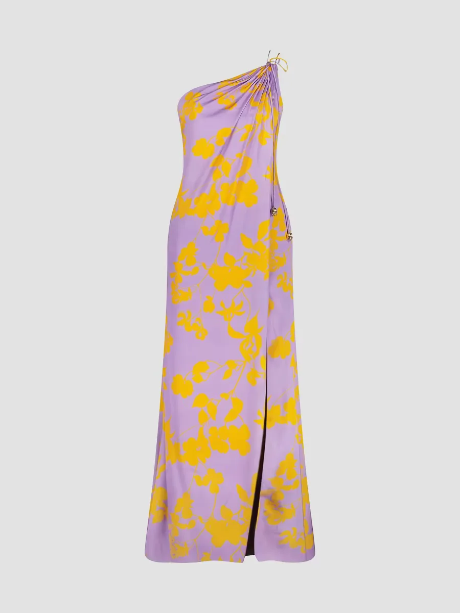 Mac Duggal Floral One-Shoulder Maxi Dress by M.A.C.