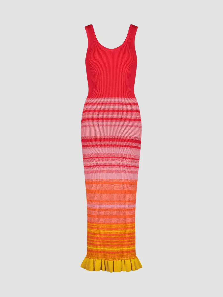 Mac Duggal Stripe Body-Con Midi-Dress by M.A.C.