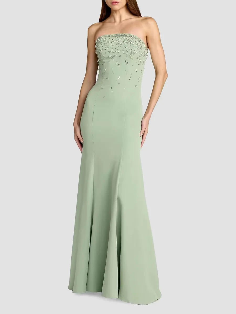 Mac Duggal Embellished Strapless Crepe Mermaid Gown by M.A.C.