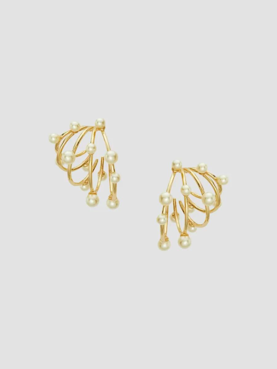18K-Gold-Plated & Imitation Pearl Multi-Hoop Earrings by Tory Burch