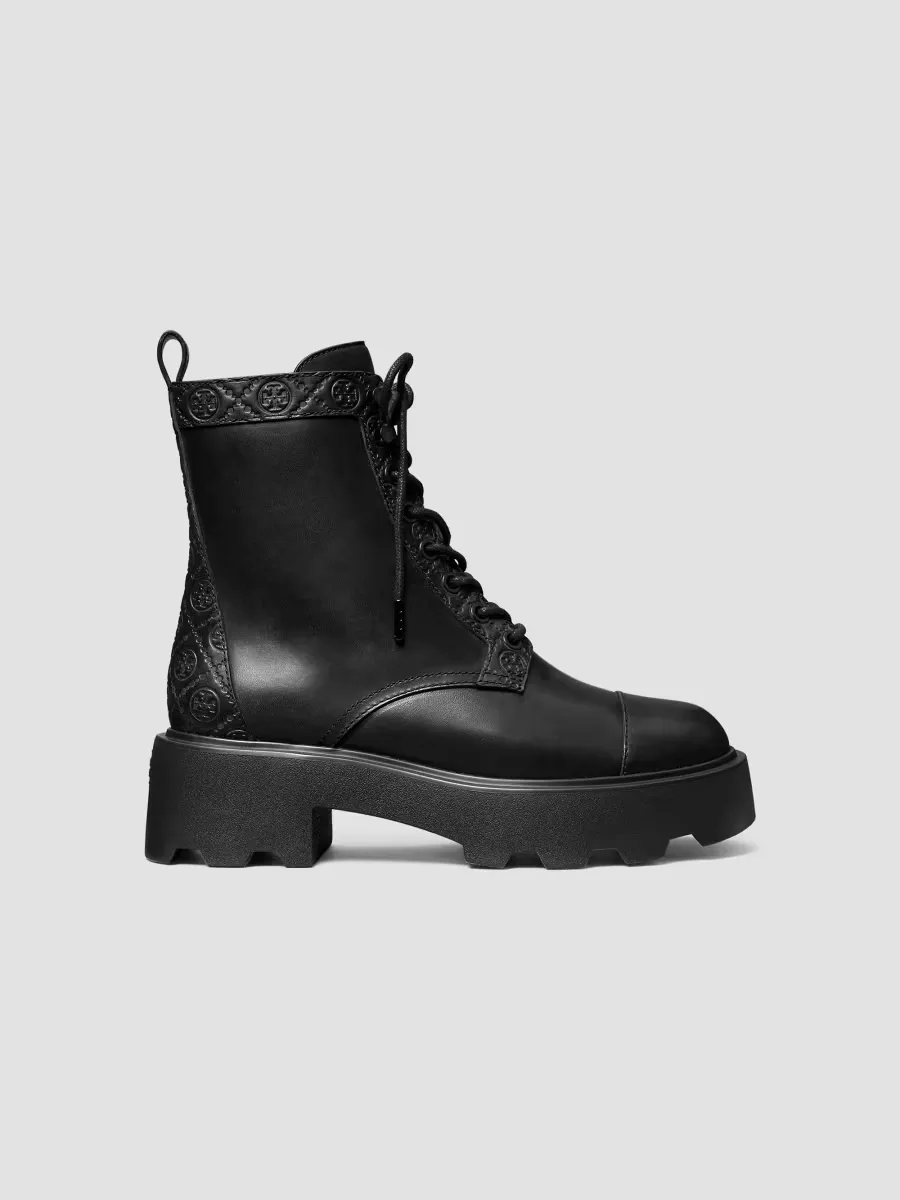 T Monogram 65MM Lug-Sole Ankle Boots by Tory Burch