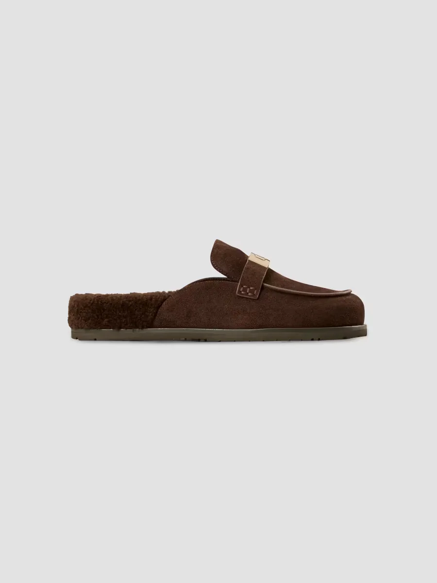 Leelee Shearling-Lined Suede Mules
