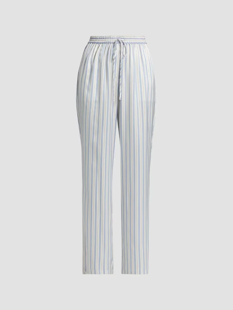 Aurely Striped Satin Wide-Leg Pants by Derek Lam