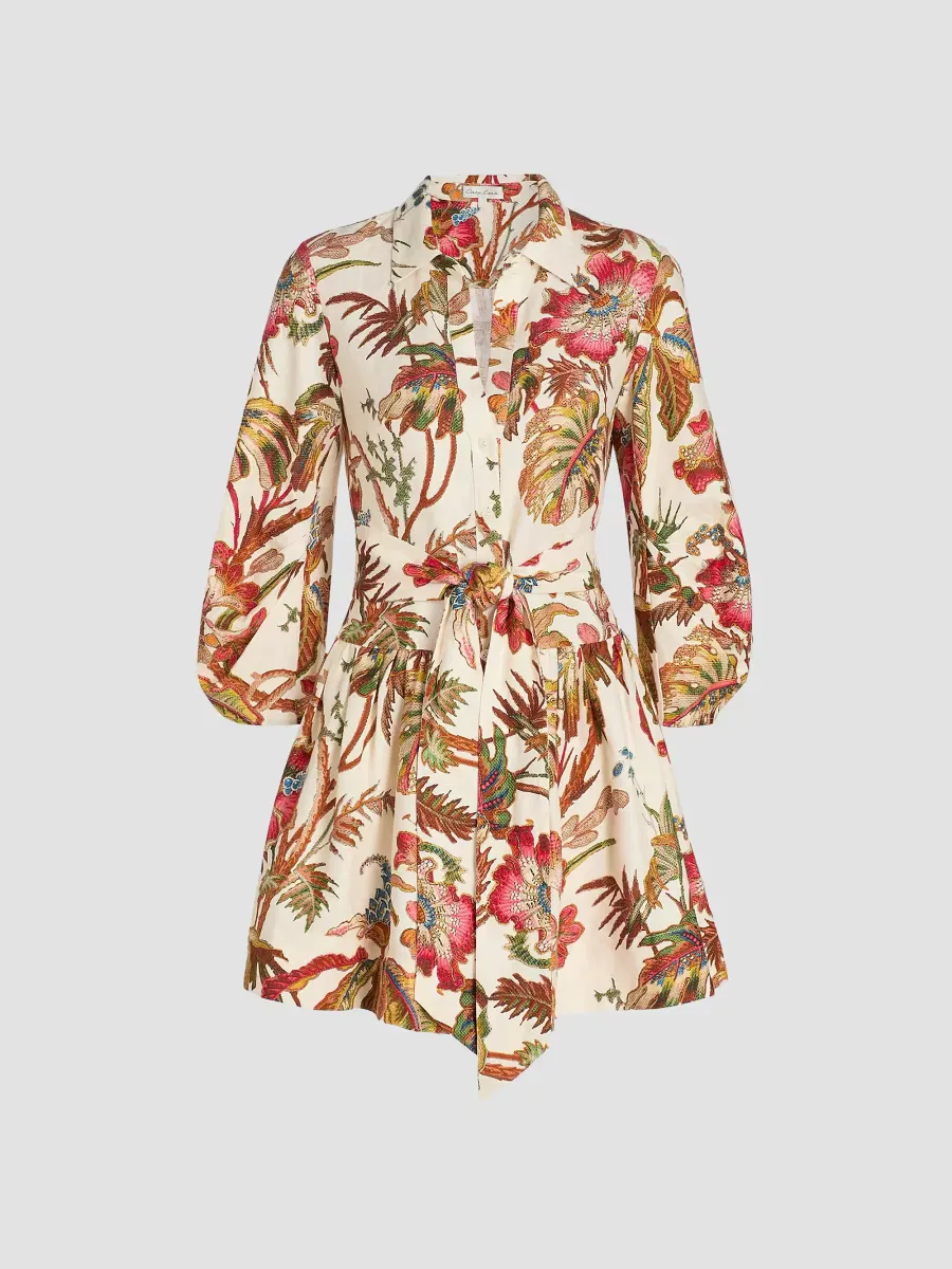 Raya Floral Belted Mini-Shirtdress by Cara Cara