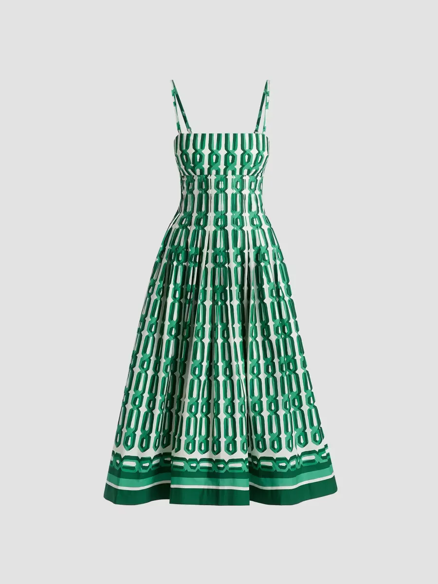 Sea Island Printed Fit & Flare Midi-Dress by Cara Cara