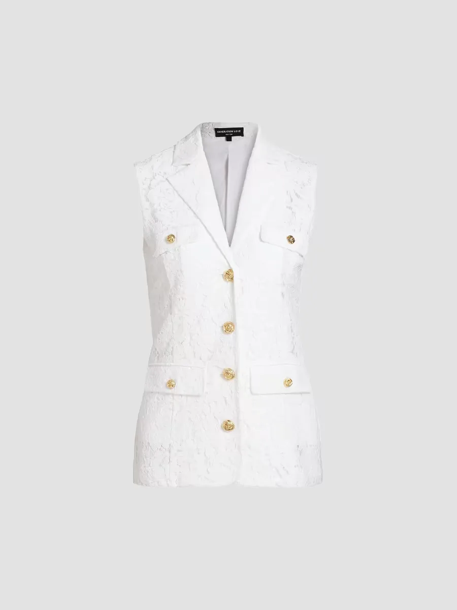 Curtis Floral Lace Sleeveless Blazer by Generation Love