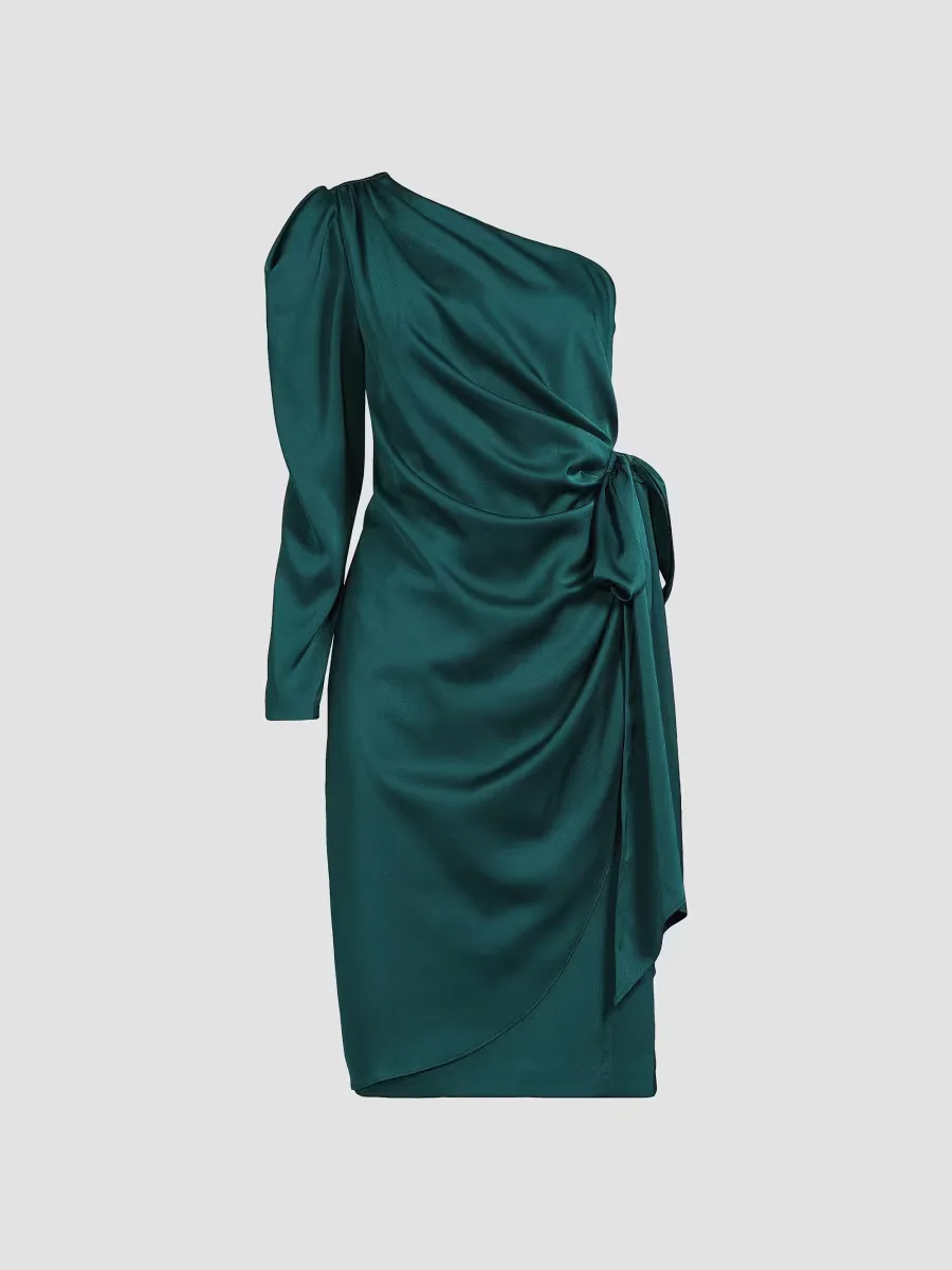 One-Shoulder Satin Cocktail Dress
