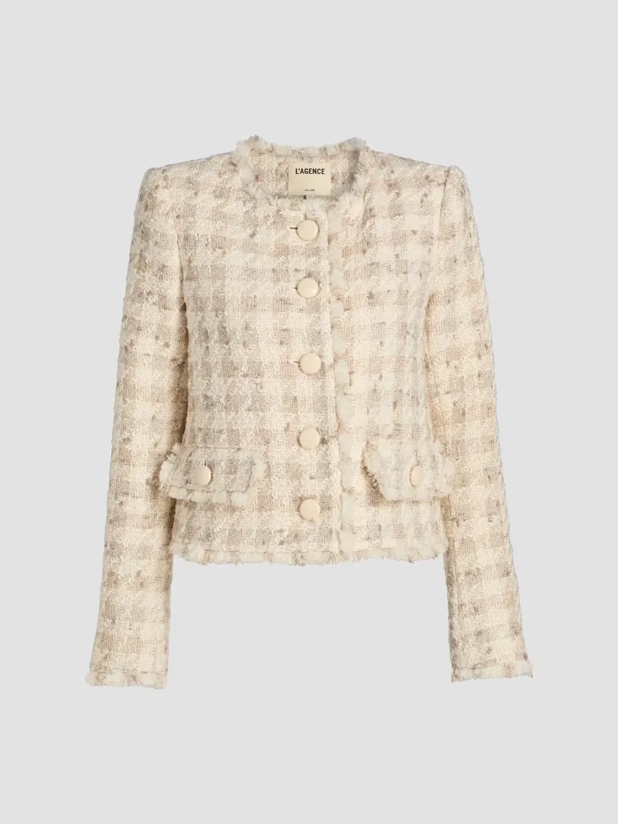 Zell Houndstooth Wool-Blend Tweed Jacket by L'AGENCE