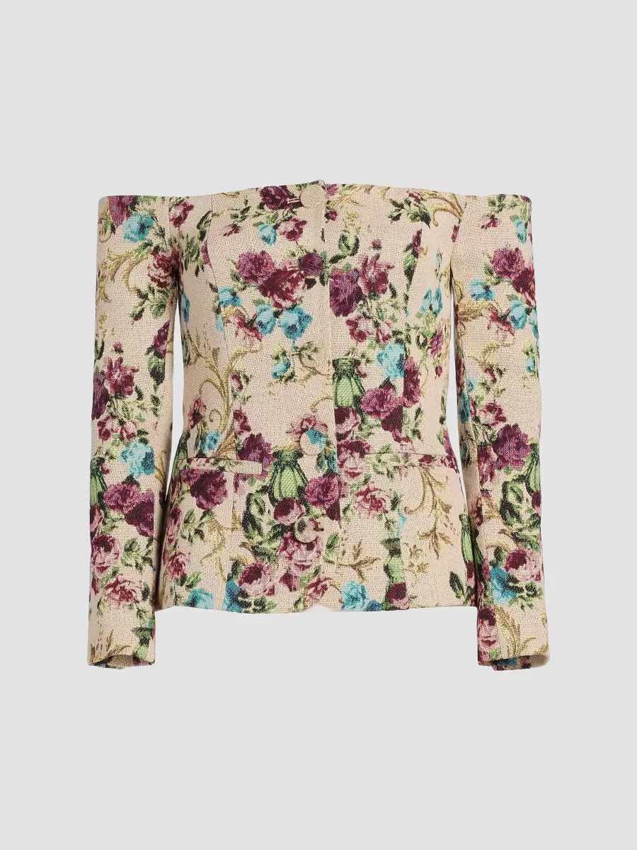 Alice Floral Off-the-Shoulder Blazer by L'AGENCE
