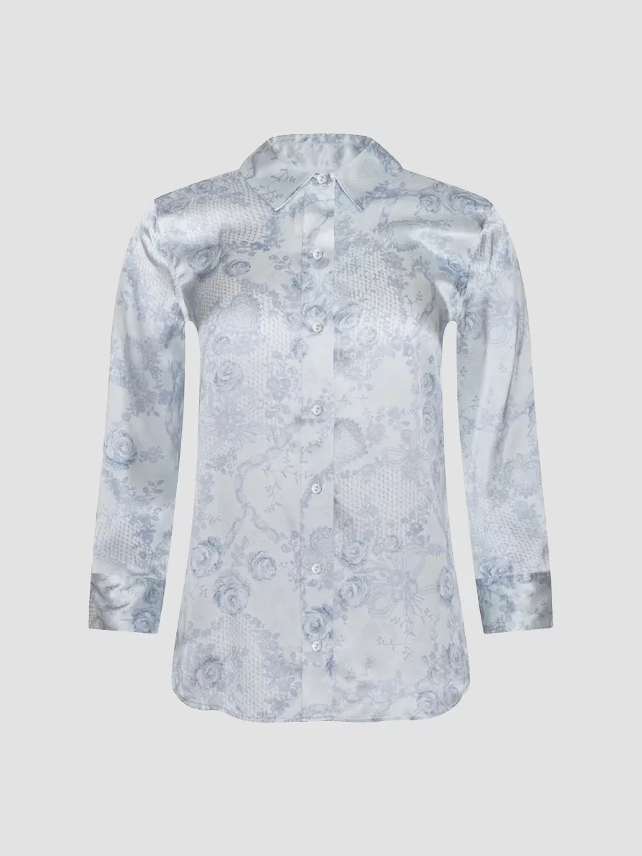 Dani Floral Lace Button-Front Blouse by L'AGENCE