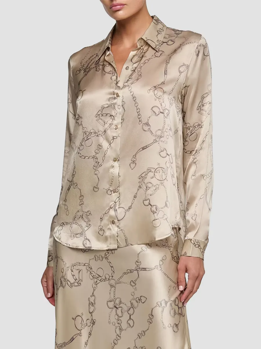 Tyler Heart Chain Print Silk Blouse by L'AGENCE