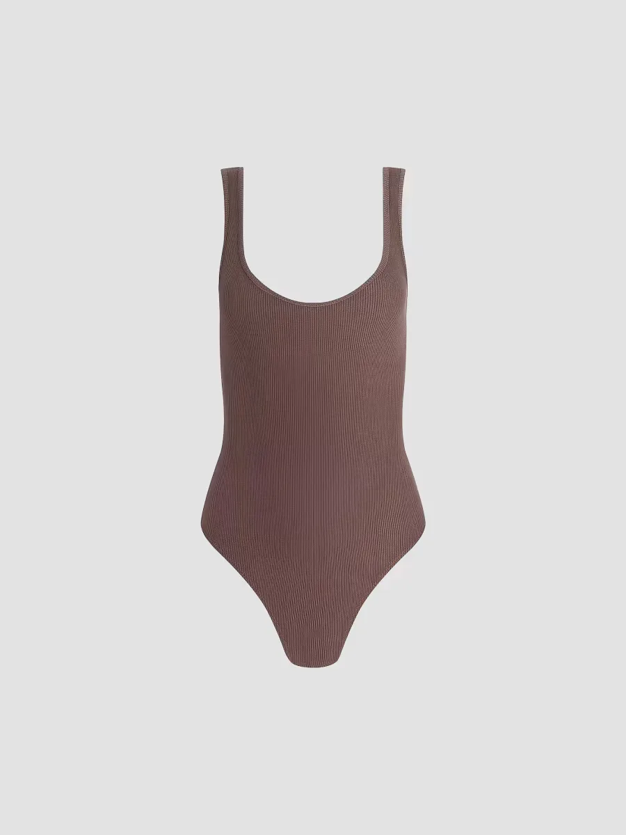 Nica Scoopneck Rib-Knit Bodysuit