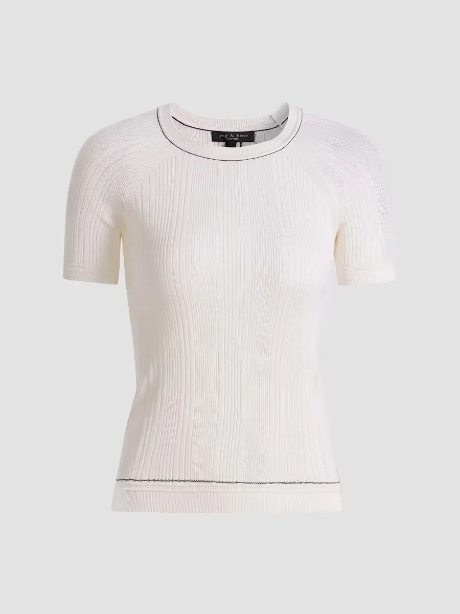 Teresa Rib-Knit Short-Sleeve Sweater by rag & bone