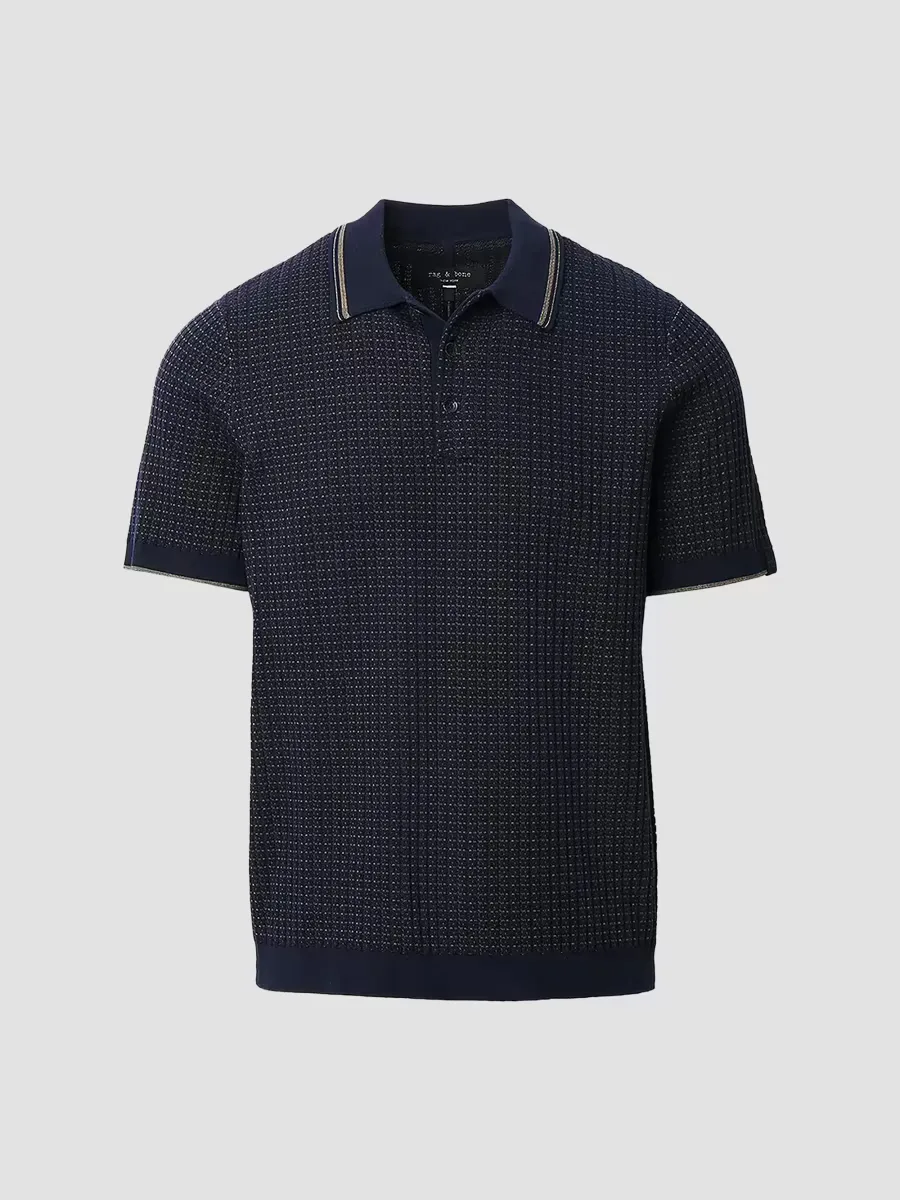 Harvey Rib-Knit Cotton-Blend Polo Shirt by rag & bone