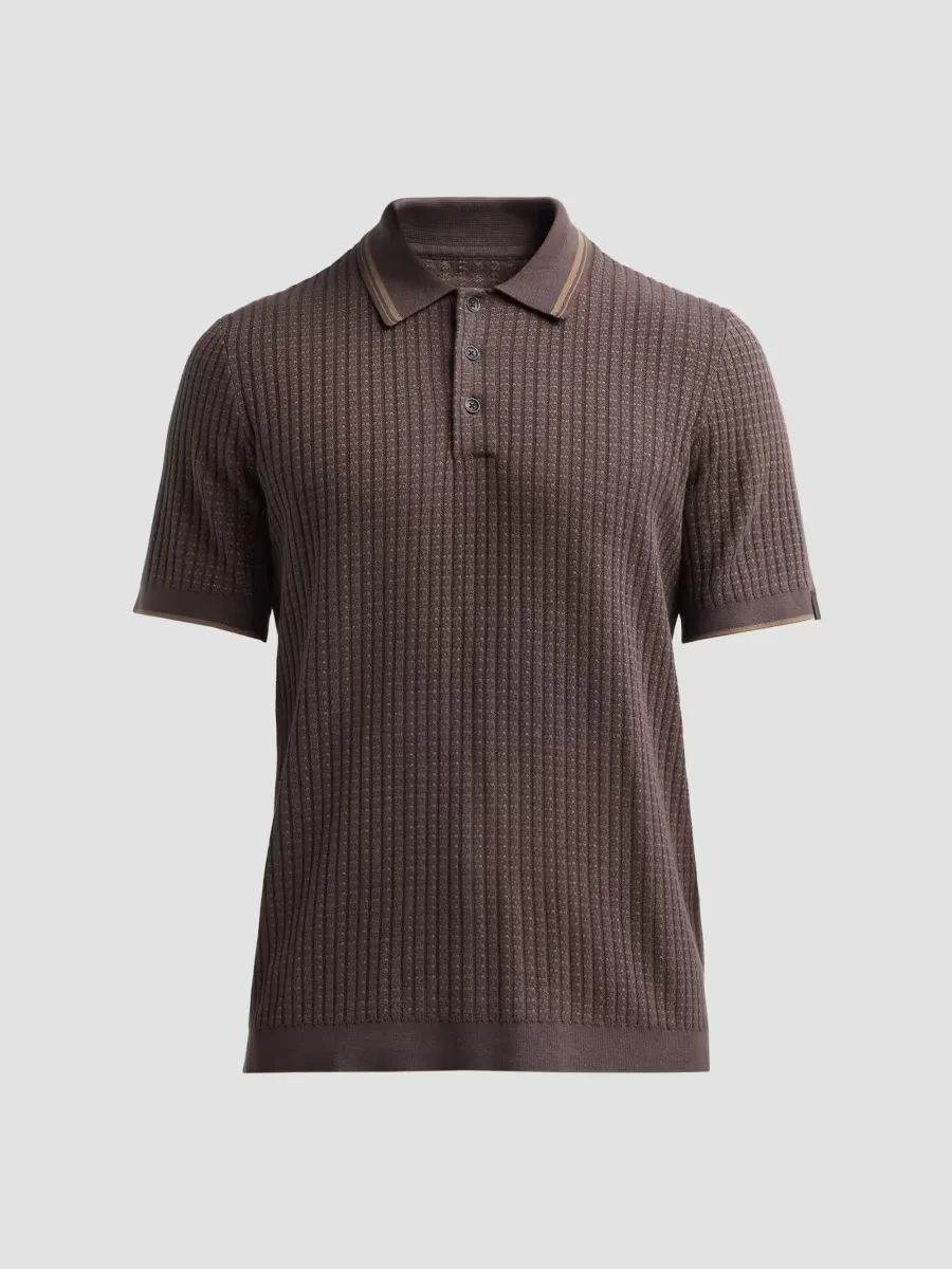 Harvey Rib-Knit Cotton-Blend Polo Shirt
