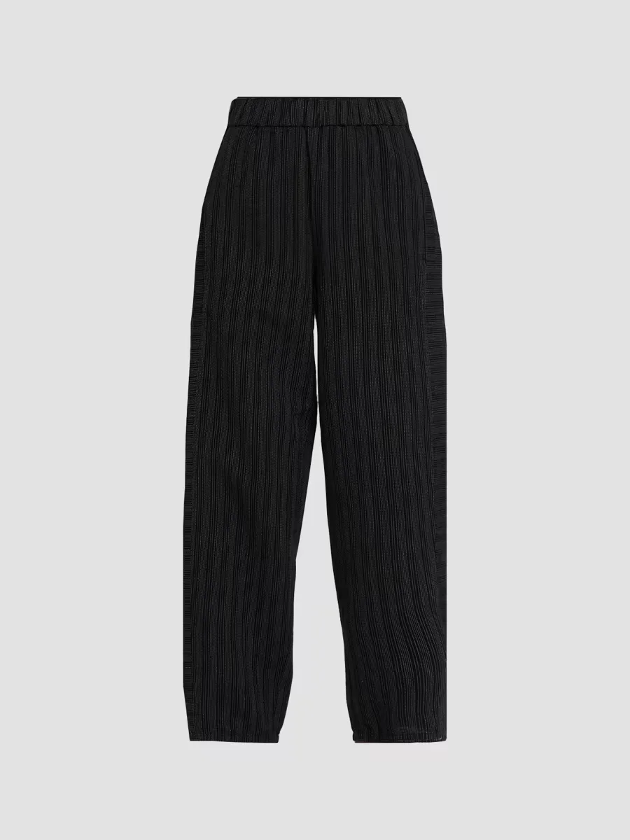 Lantern Stripe Stitch Cotton-Blend Pants