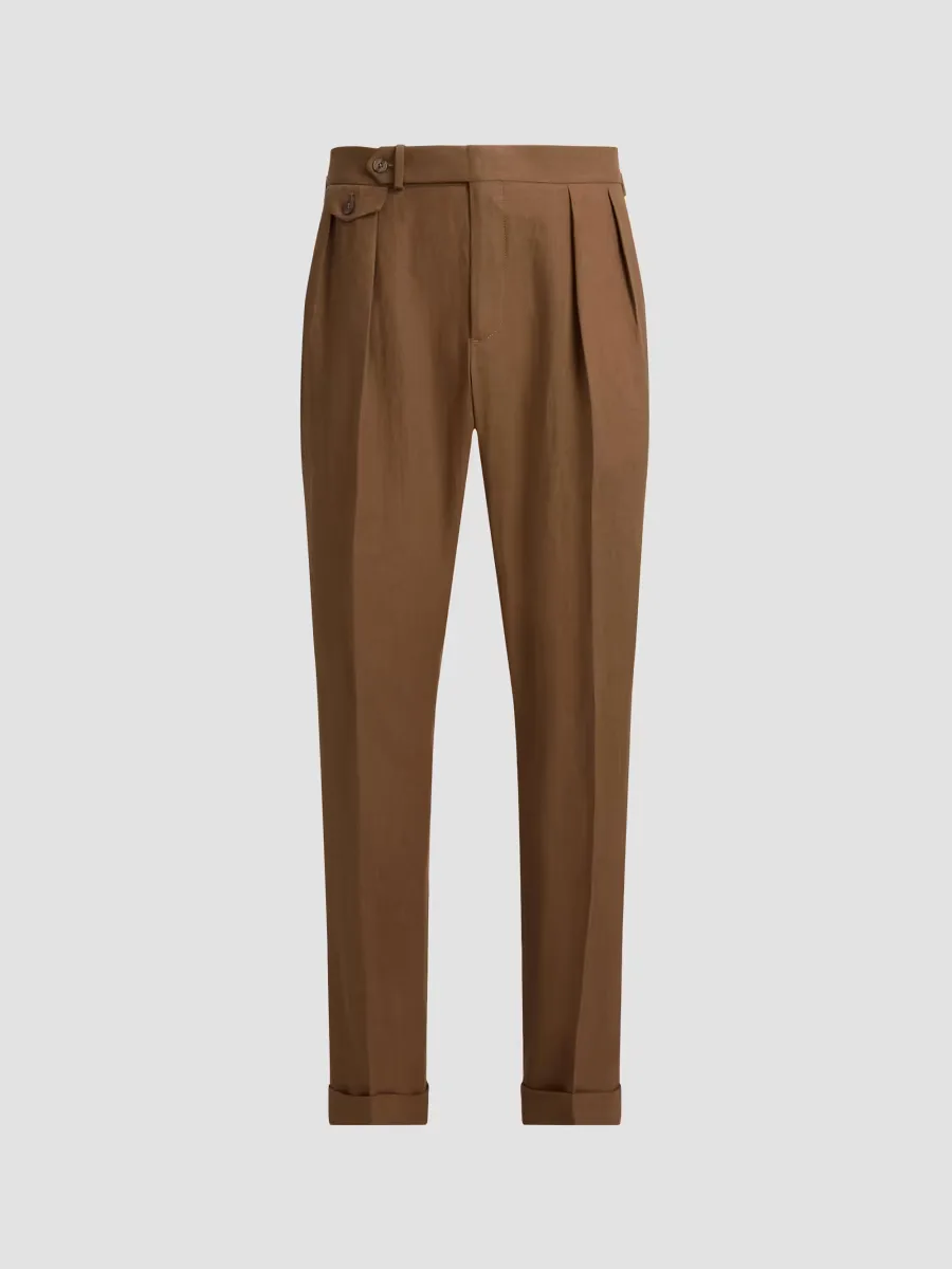 Pleated Linen Straight-Leg Trousers by Polo Ralph Lauren