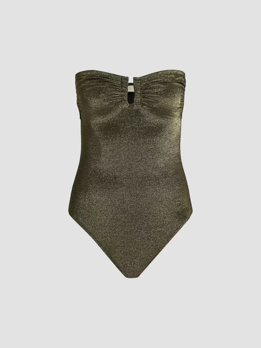 Monterey Metallic Strapless One-Piece Swimsuit by Ulla Johnson