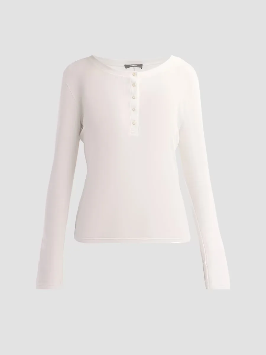 Purl Henley Long-Sleeve T-Shirt by Theory