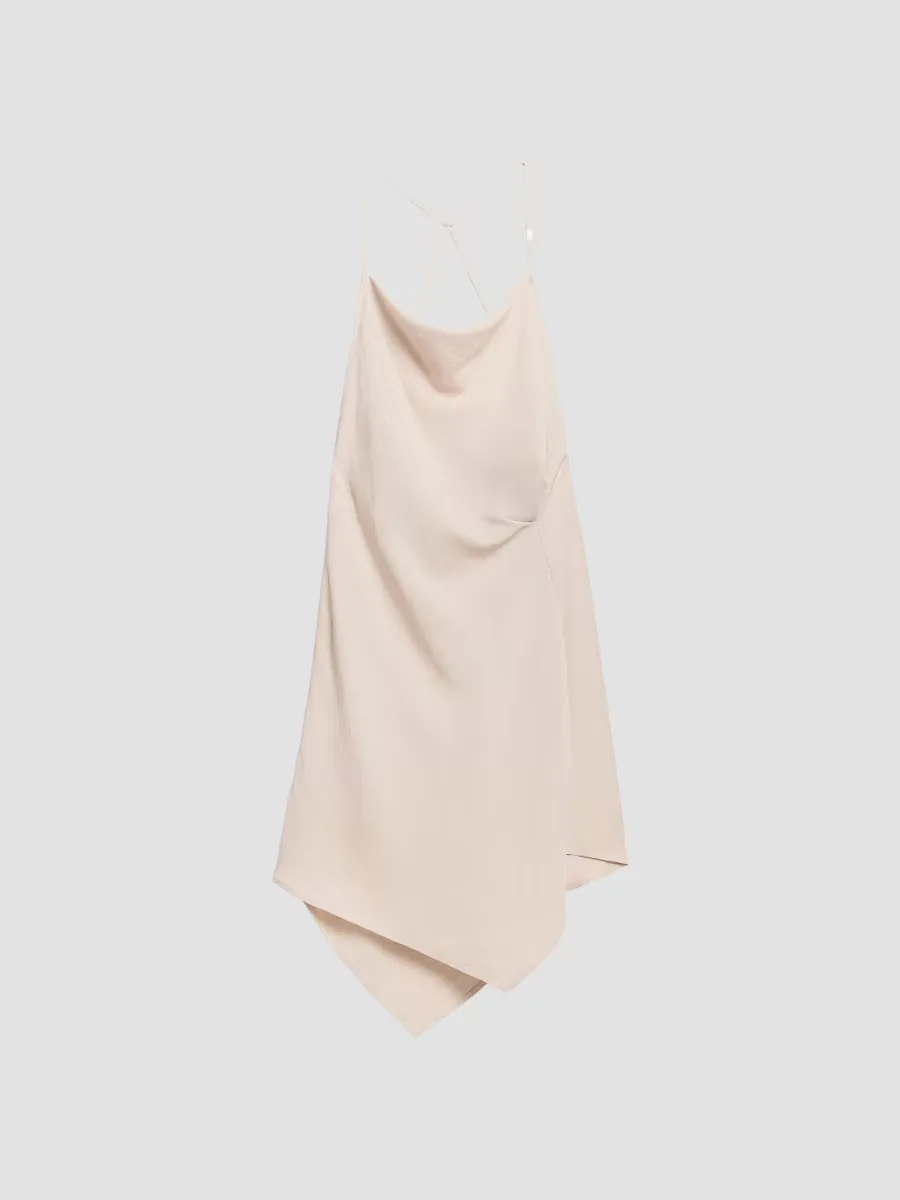 Knot Open Back Asymmetric Mini-Slipdress by Helmut Lang