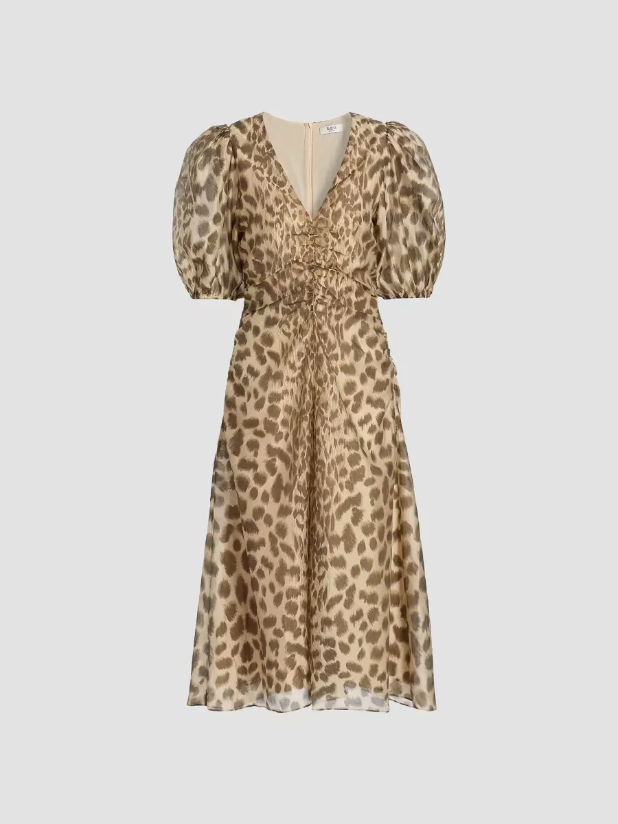 Claude Leopard-Print Puff-Sleeve Midi-Dress by Sea