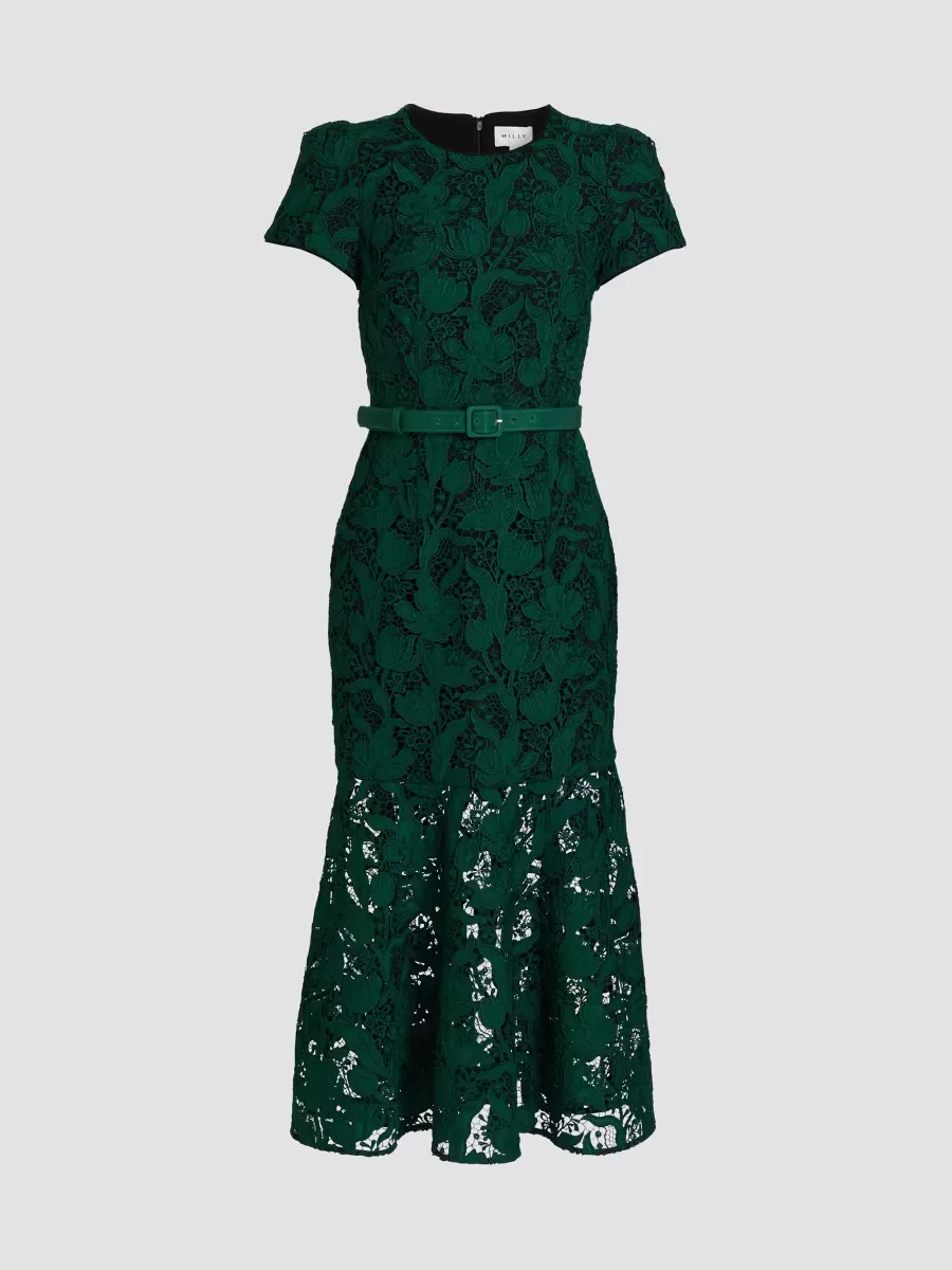 Tahlia Tulip Garden Lace Midi-Dress by Milly