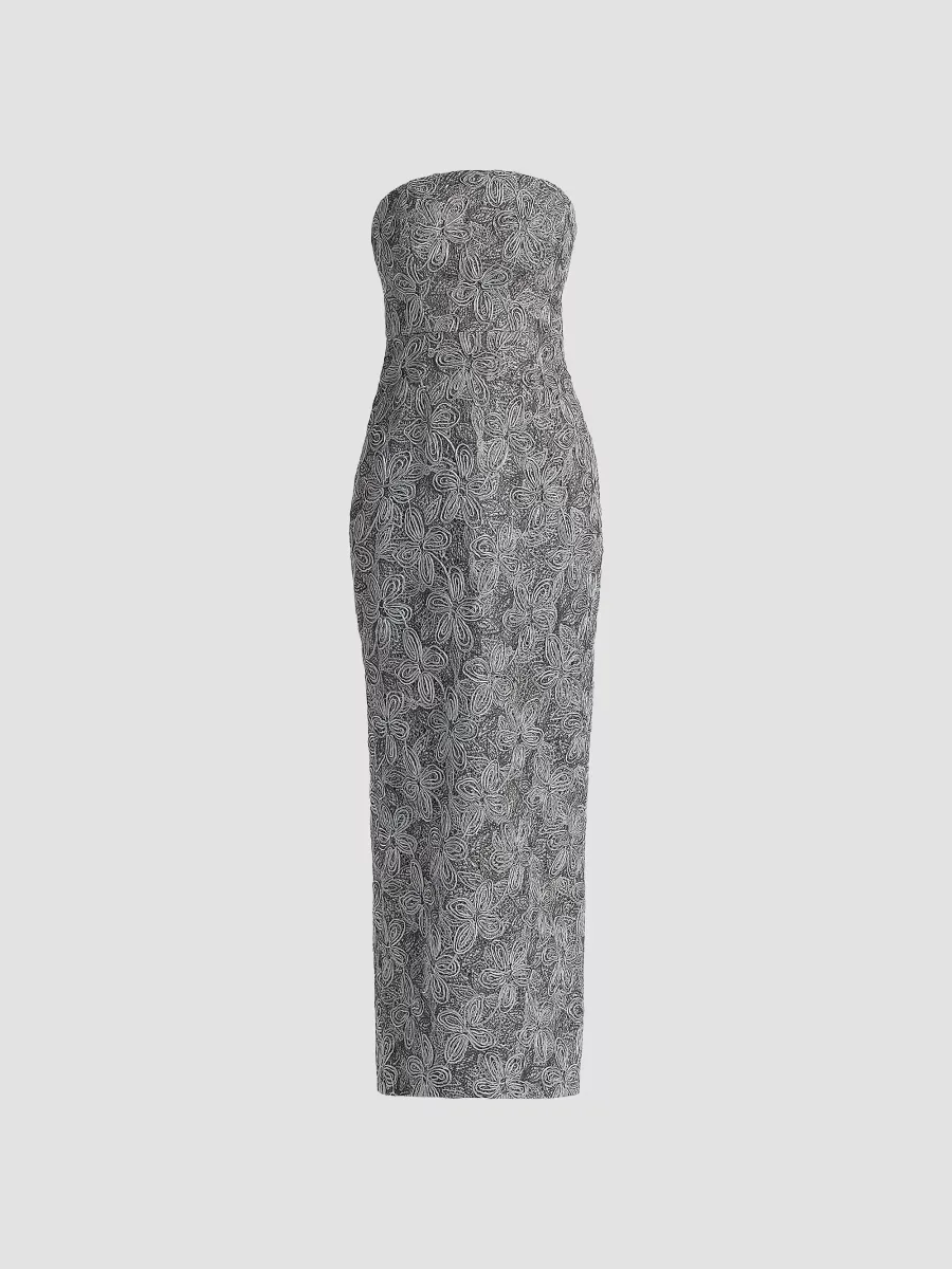 Meredith Floral-Embroidered Maxi Dress by Milly