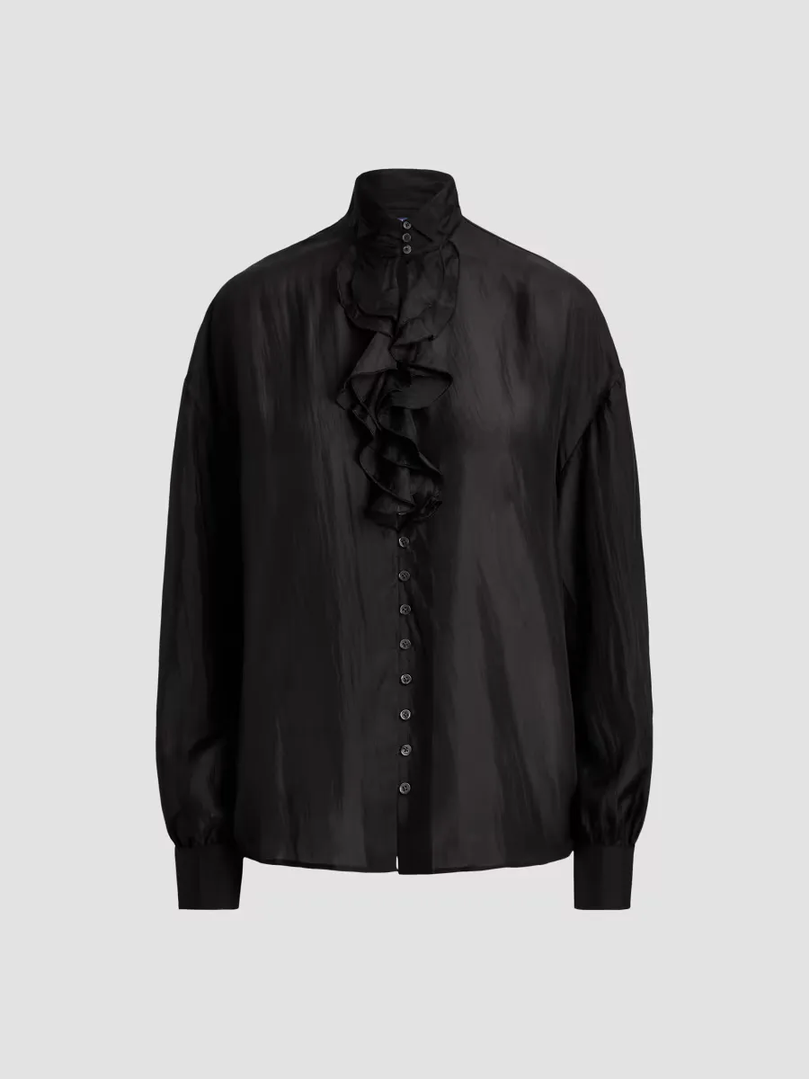 Silk Habutai Ruffle Shirt