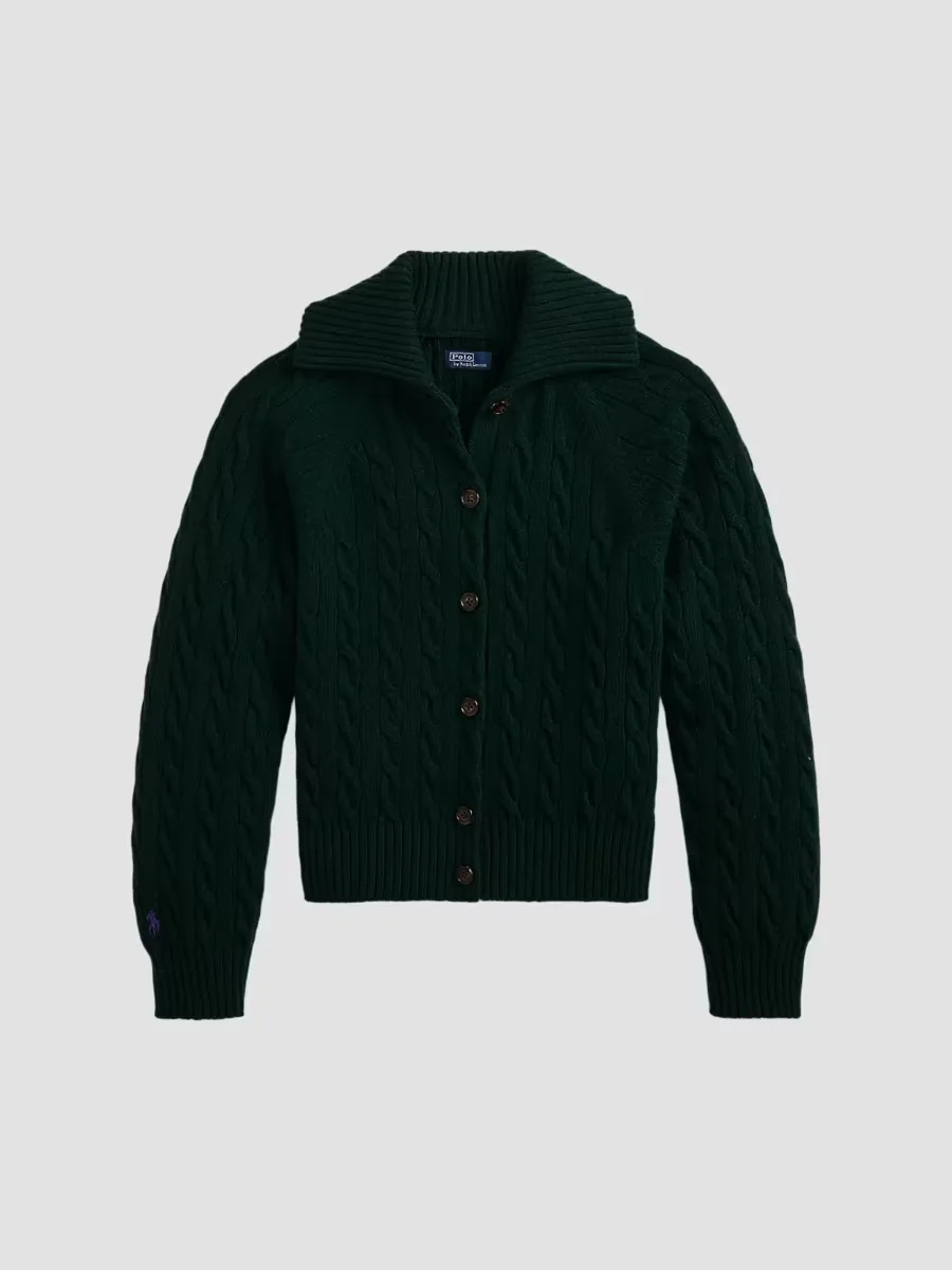 Cable-Knit Wool-Cashmere Cardigan