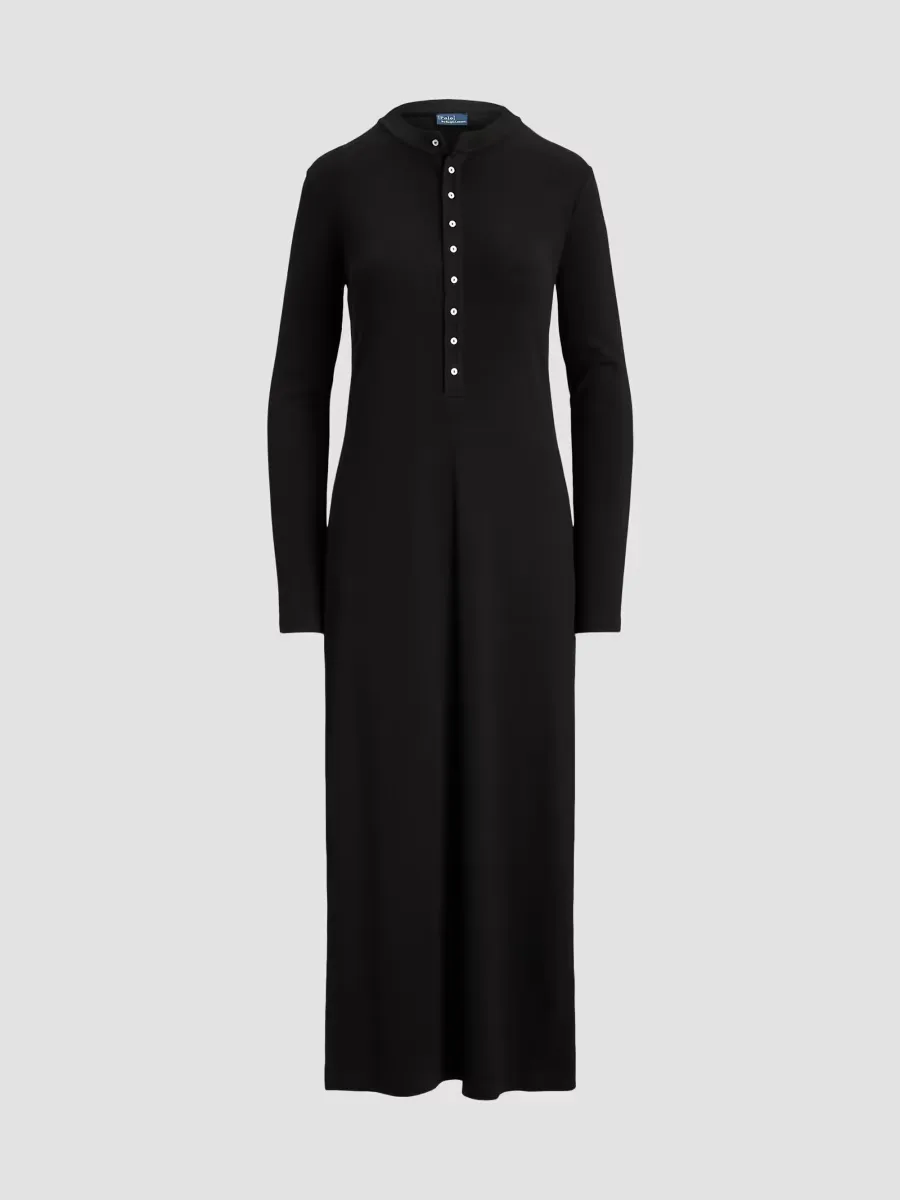 Wool-Blend Rib-Knit Henley Midi Dress by Polo Ralph Lauren