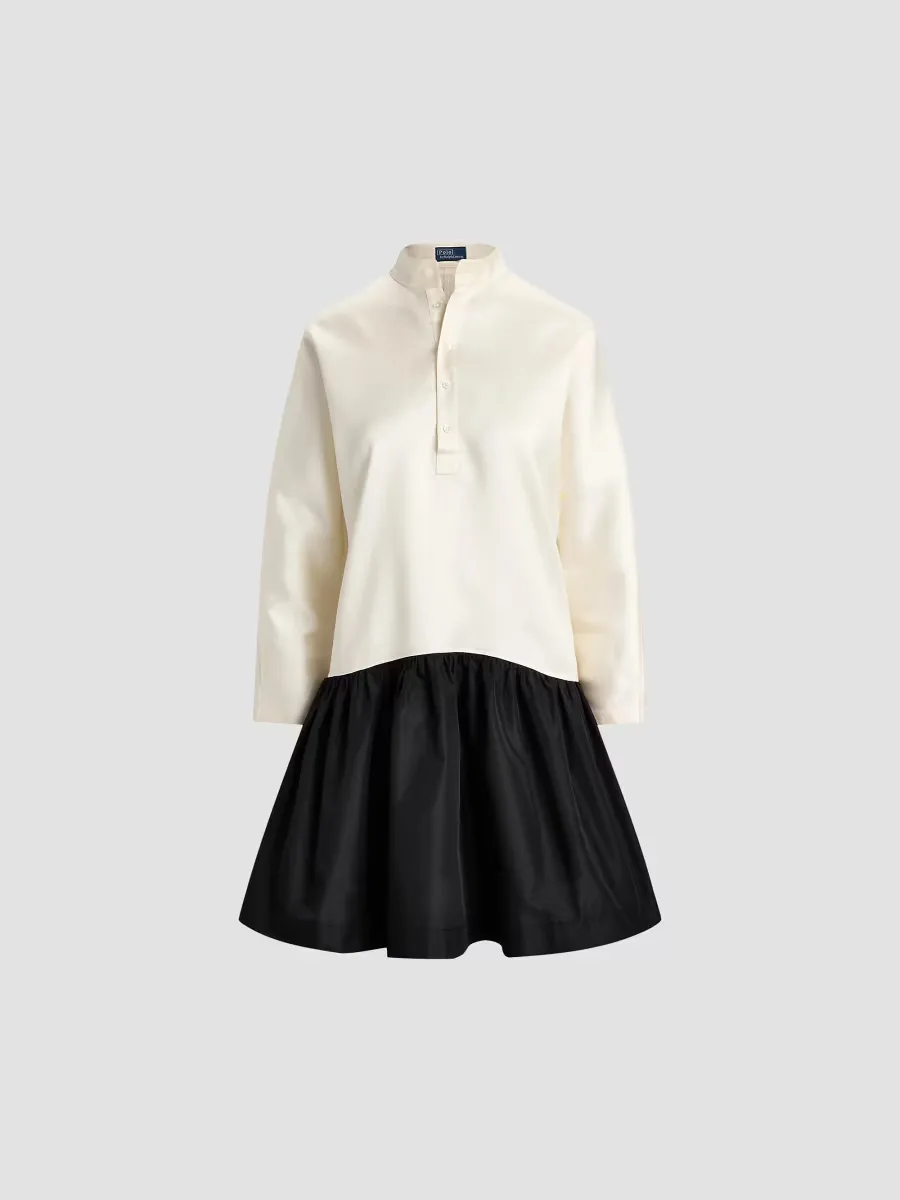 Two-Tone Cotton-Silk Taffeta Mini Dress by Polo Ralph Lauren